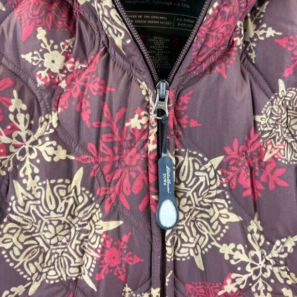 Eddie Bauer Puffer Vest Womens Large Cabin Gorpcore Goose Down Removable Hood - Picture 3 of 12